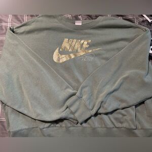Nike Olive Sweatshirt with Shimmering Gold Logo